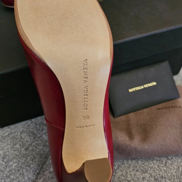 New Bottega Veneta red  block square-toe 90 mm heels pumps 36 Us 6 - Picture 3 of 8